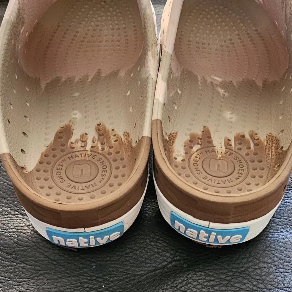 Native Jefferson Unique Marble Tan Brown Slip On Water Shoes Kid's Size J1